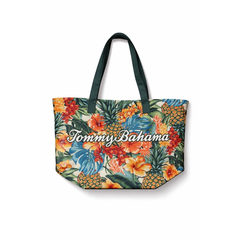 Tommy Bahama Large Tropical Tote Bag Pineapple Floral Beach Pool Travel Shopper